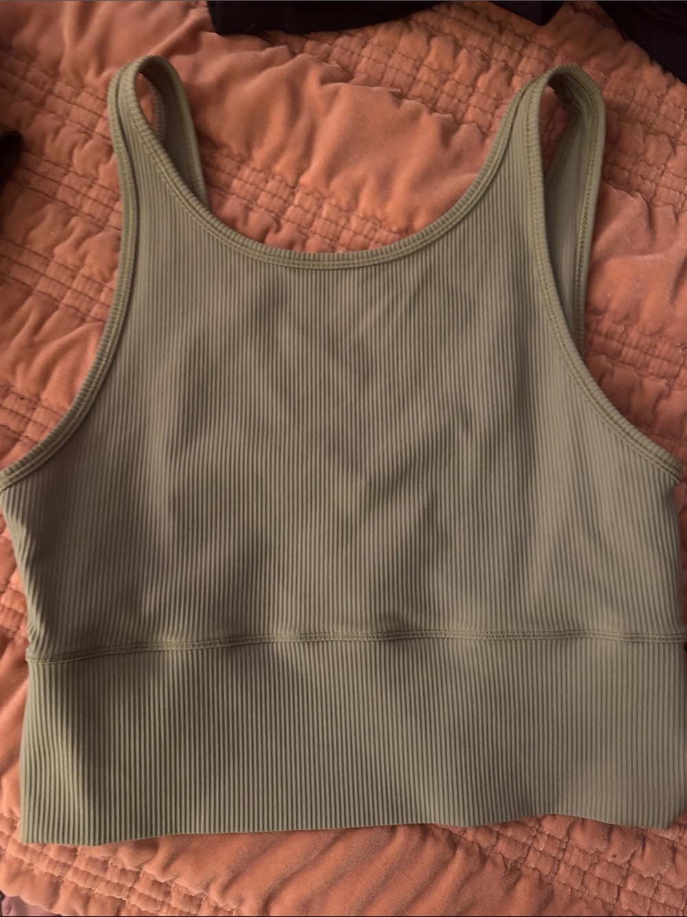 Lululemon Ribbed Cropped Tank Top in Olive Green- Size 8